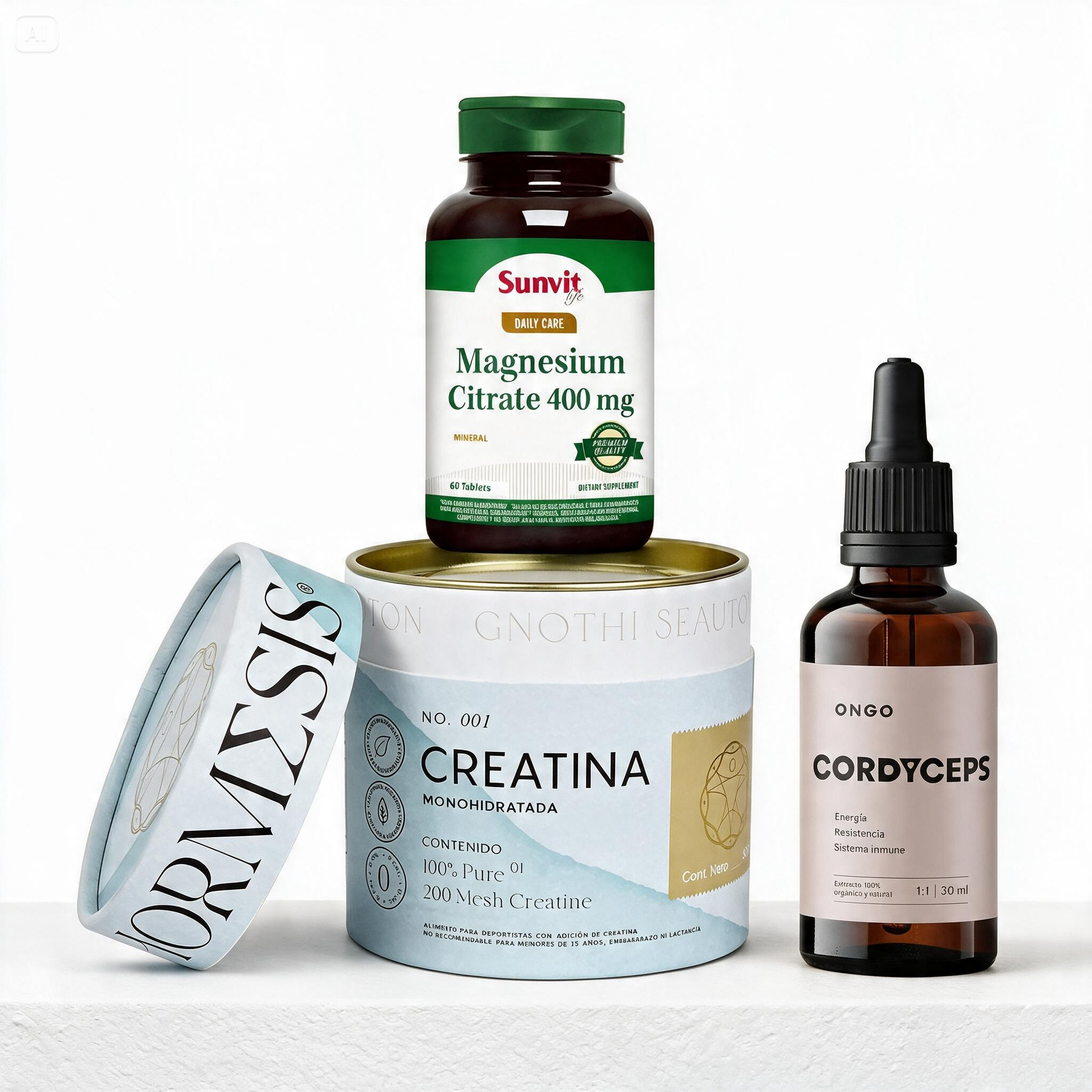 Pack Full Rendimiento: Creatina Monohidratada + Citrato de Magnesio + Extracto Cordyceps
